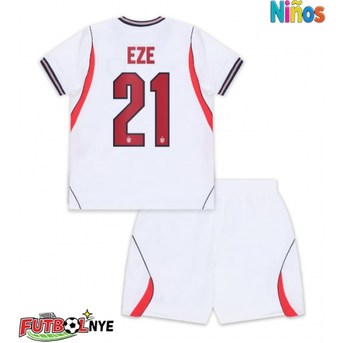 Camiseta Inglaterra Eberechi Eze #21 Primera Equipación para niños Mundial 2026 manga corta (+ pantalones cortos)